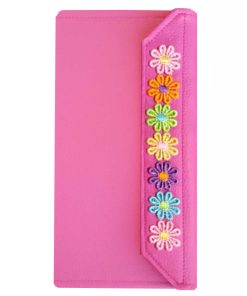 Carpeta para predicar con tratados fucsia y flores en solapa