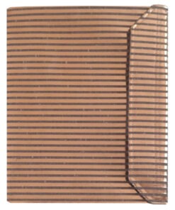 Carpeta para predicar en tela de rayas marrones y cobre con brillo.