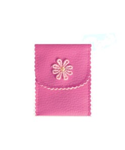 Carpetita para tarjetas predicación JW en polipiel rosa fucsia flor.