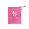 Carpetita para tarjetas predicación JW en polipiel rosa fucsia flor con llavero