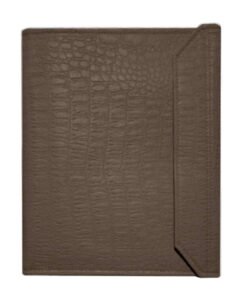 Carpeta para predicar de polipiel imitación cocodrilo color marrón.