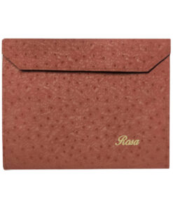 Carpeta para predicar de tela muy suave con relieve moteado marrón rojiza personalizada
