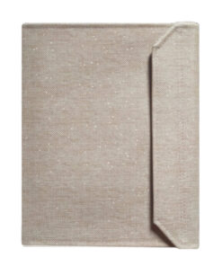 Carpeta para predicar de polipiel beige jaspeada y destellos dorados.
