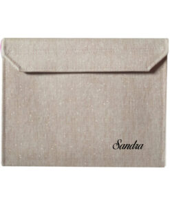 Carpeta para predicar de polipiel beige jaspeada y destellos dorados personalizable