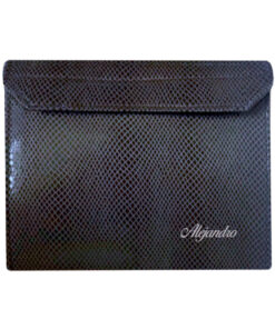 Carpeta para predicar en polipìel imitando piel de serpiente negra y azul personalizable